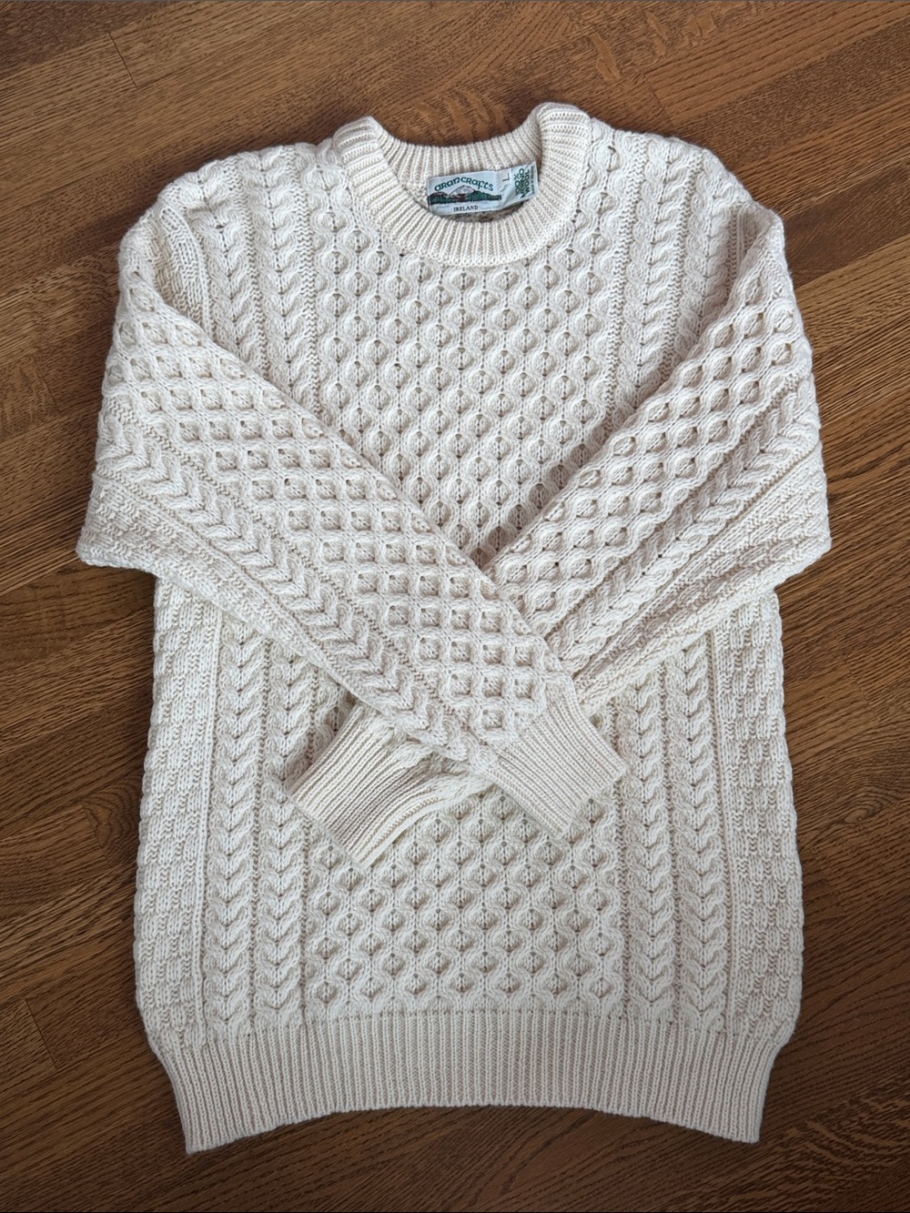 Aran Crafts Cream Cable Knit Sweater